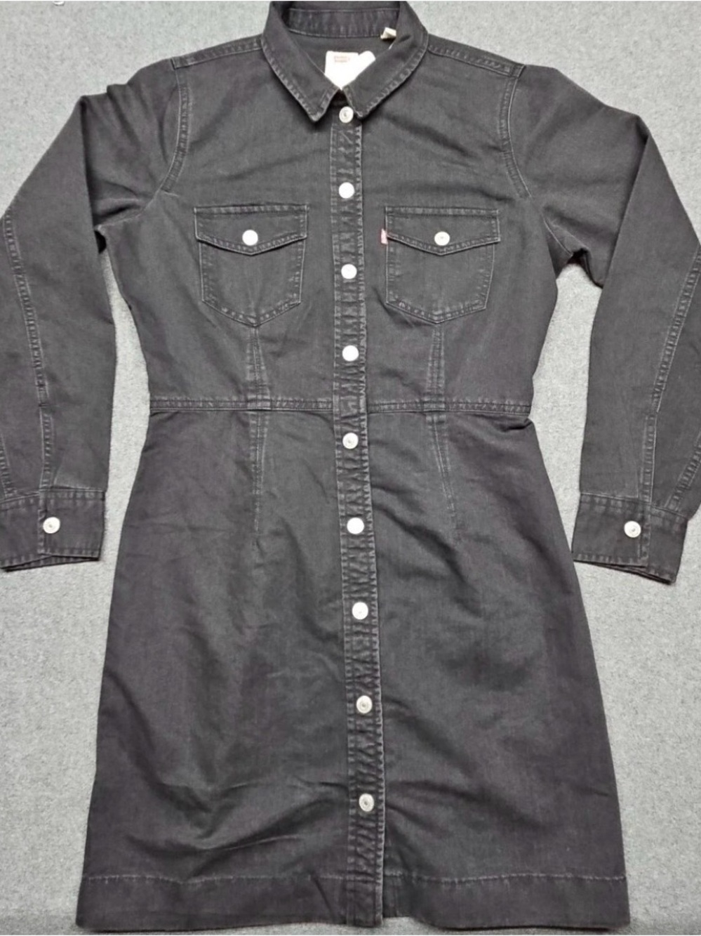 Levi's Ellie Black Long-Sleeve Button-Front Denim Dress